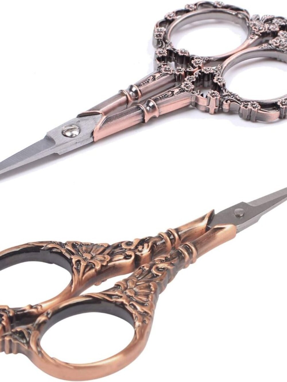 2 Pairs Sewing Scissors Vintage European Style Flower Pattern